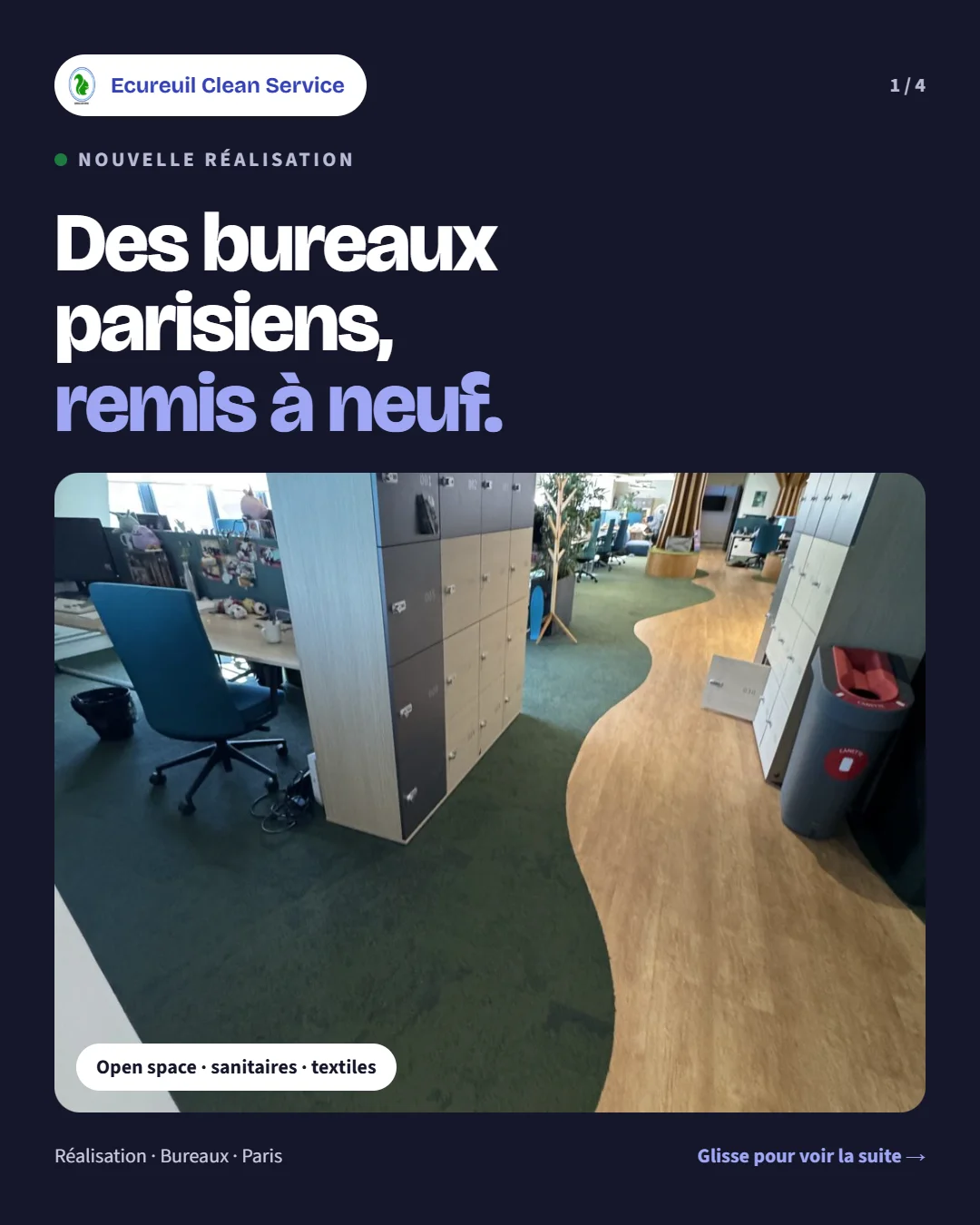 Nettoyage de bureaux à Paris : open space, espace détente et textiles